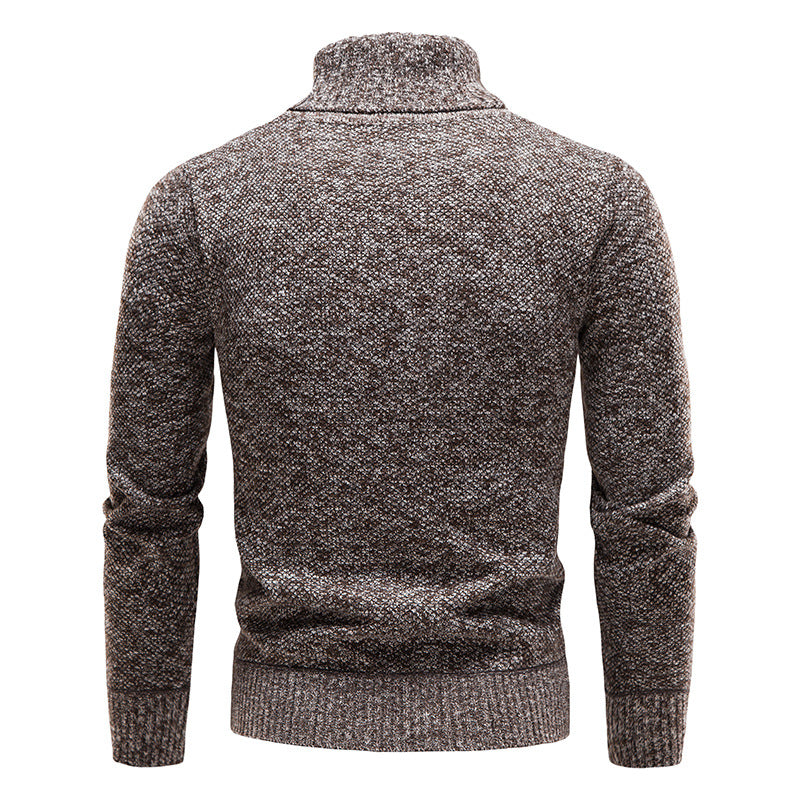 Men's Turtleneck Sweater Fashion Slim Fit Pullover Long-sleeved Knitted Top Solid Color Clothing
